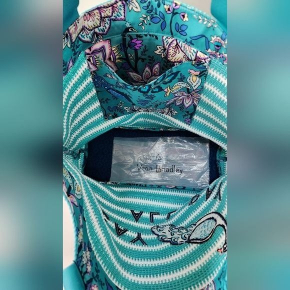 Vera Bradley Beach Towel, Straw Tote & Wallet BUNDLE in Peacock Garden … - Picture 5 of 14